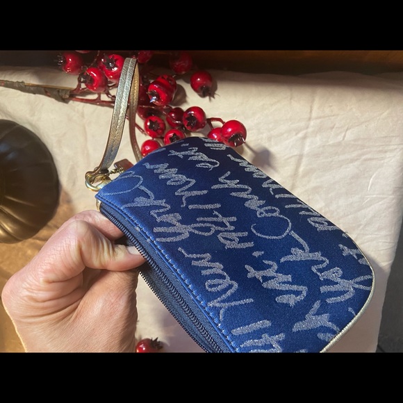 Royal blue and gold Coach wristlet - Picture 4 of 6